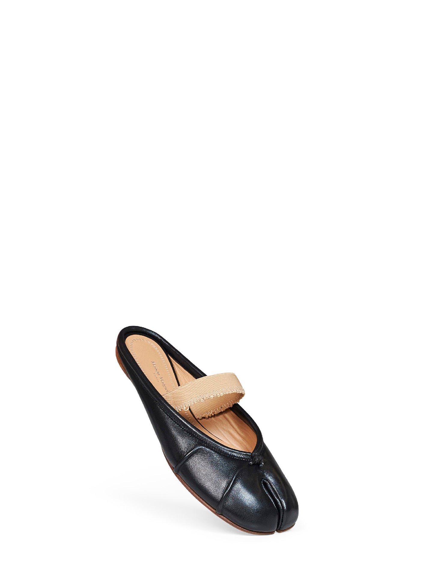 Mules Tabi in pelle nera con fascia elastica