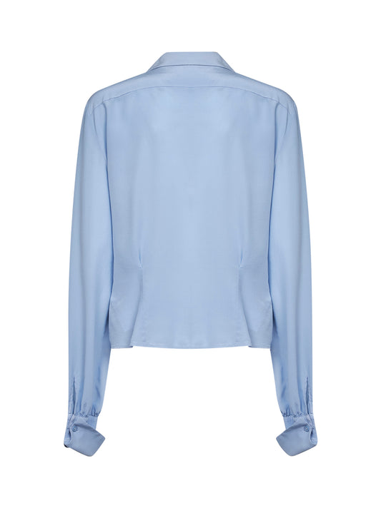 Camicia in crêpe de chine di seta biologica azzurro