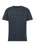 Washed indigo cotton reverse logo T-shirt