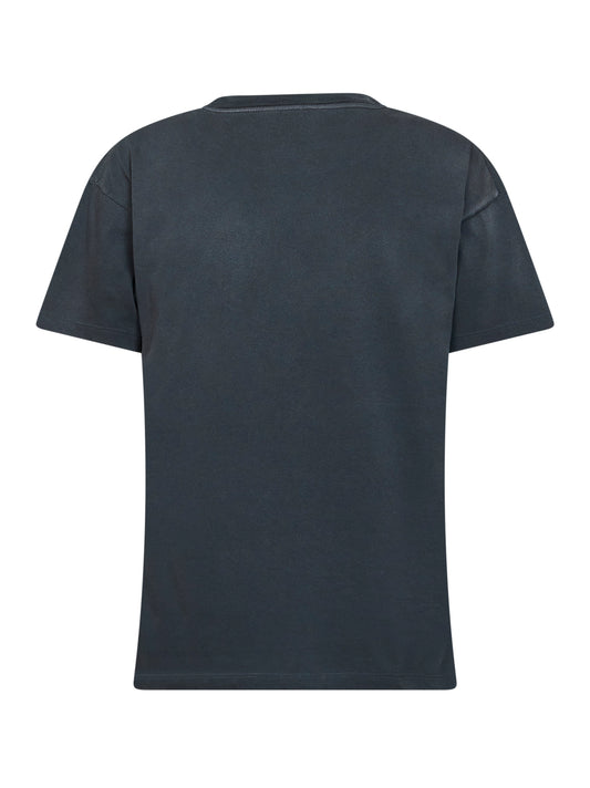 Washed indigo cotton reverse logo T-shirt