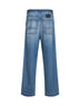 Jeans a gamba larga in denim blu vintage medio
