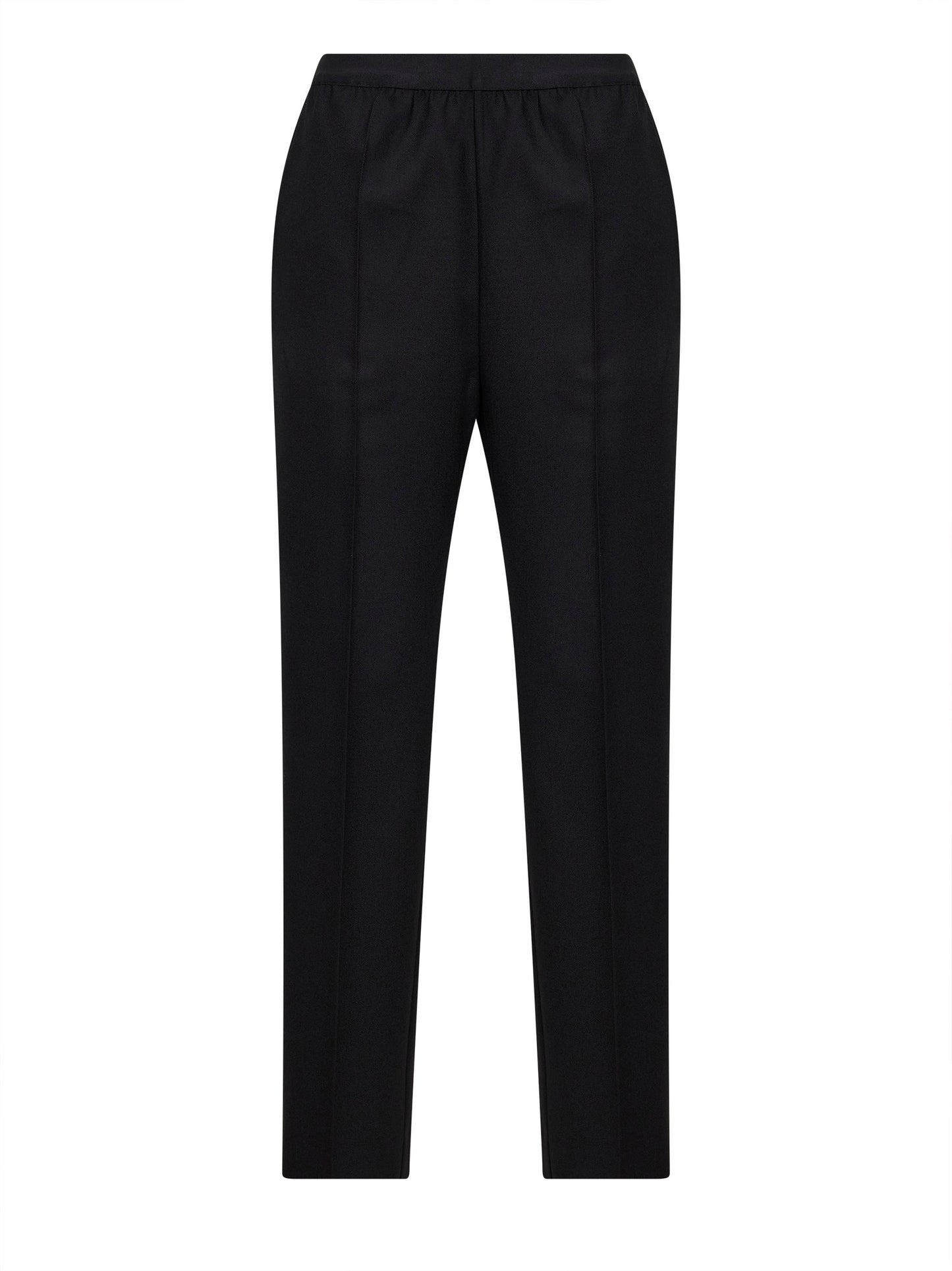 Pantaloni dritti in flanella di lana nera