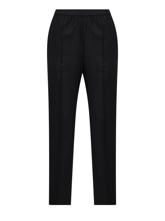 Pantaloni dritti in flanella di lana nera