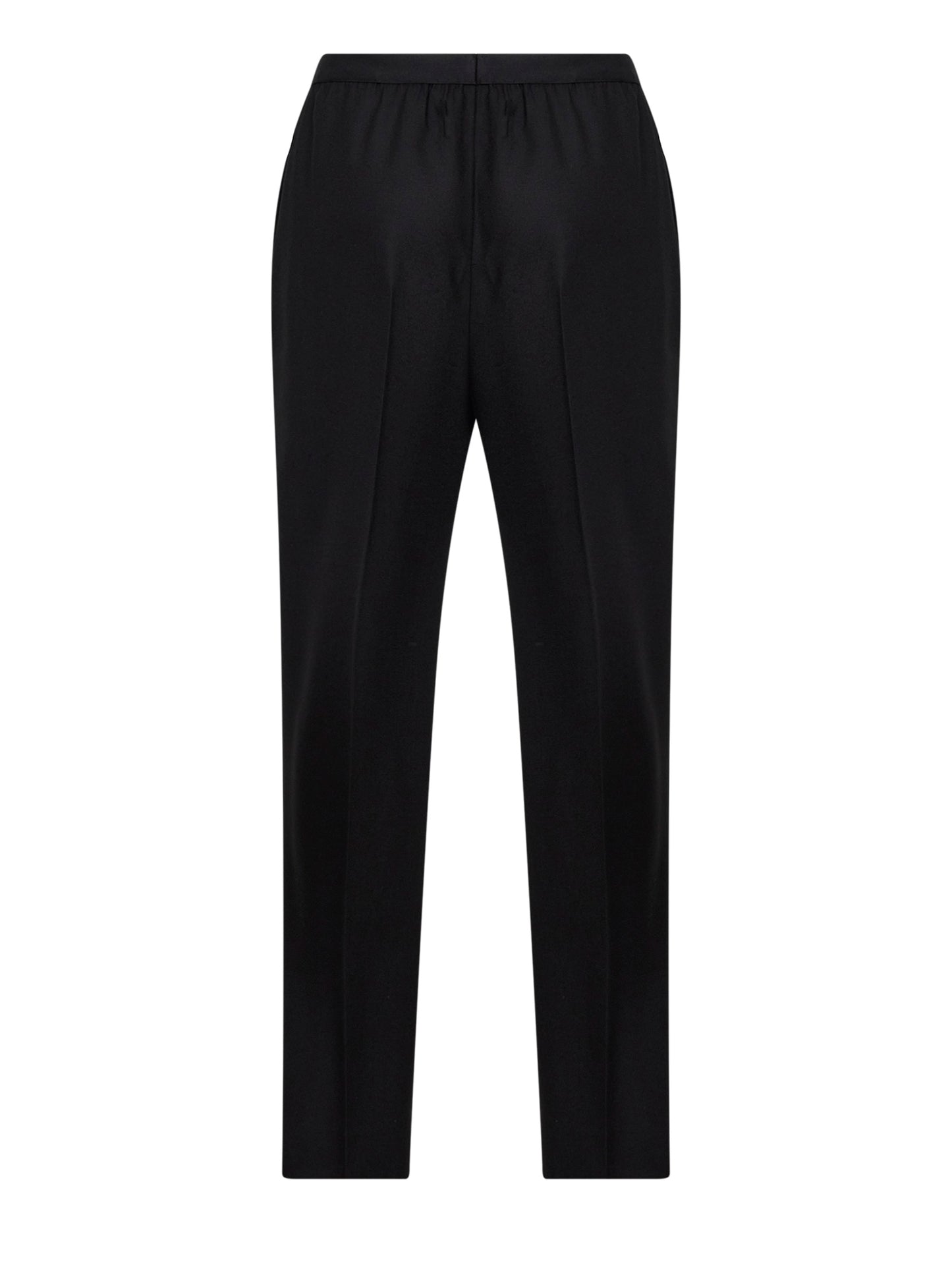 Pantaloni dritti in flanella di lana nera