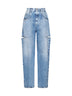 Jeans a gamba larga e vita alta cut-out