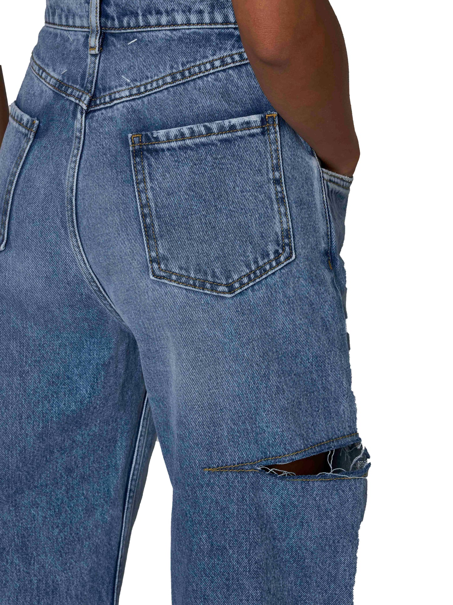 Jeans a gamba larga e vita alta cut-out