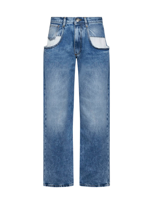 Straight-leg jeans with contrast pockets