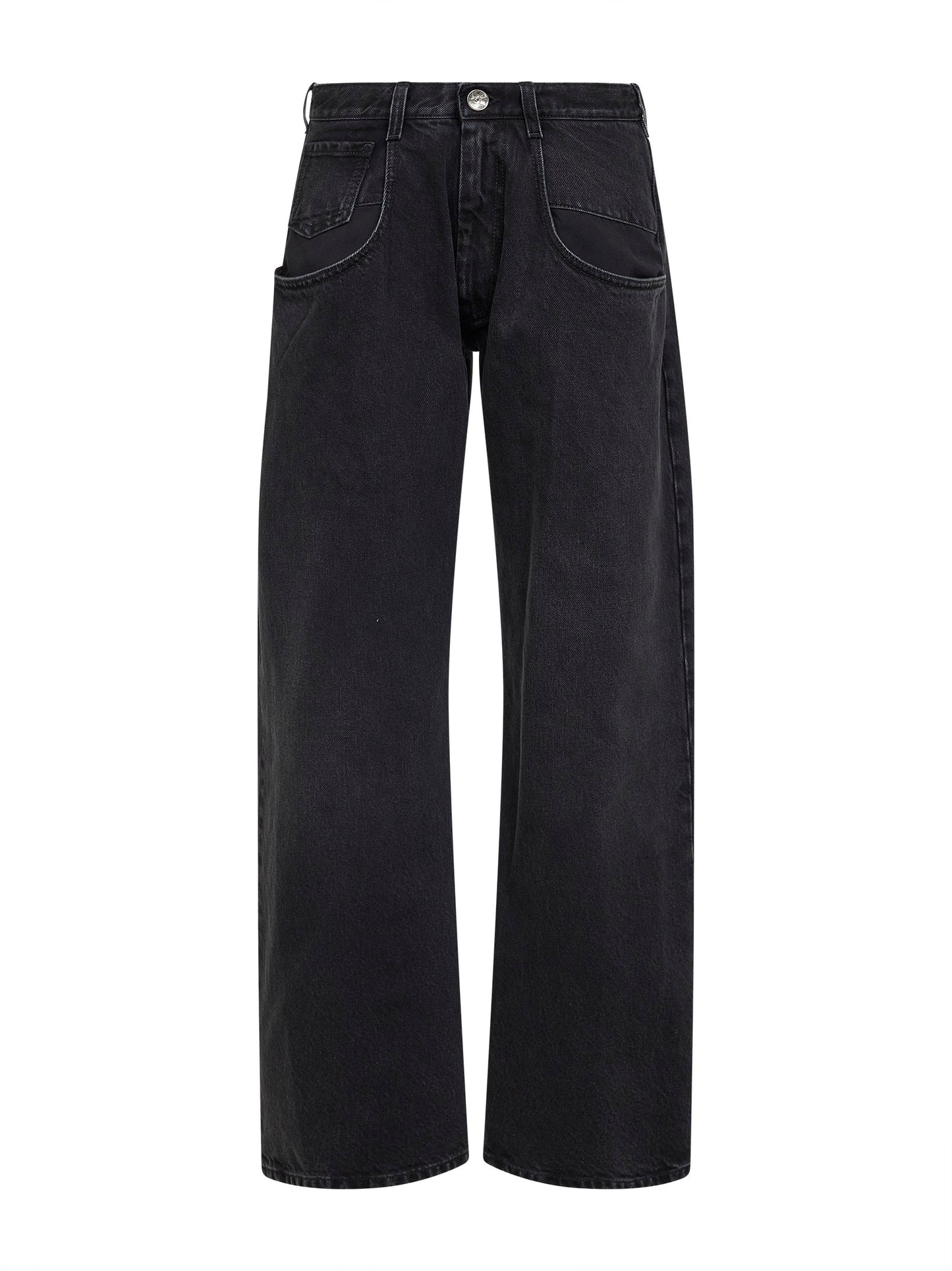 Jeans boyfriend in denim di cotone nero
