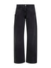 Jeans boyfriend in denim di cotone nero