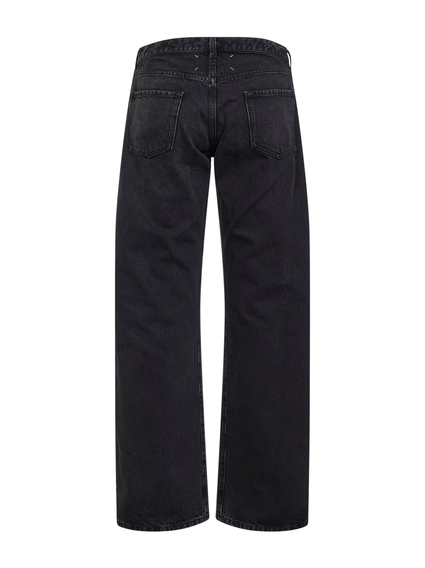 Jeans boyfriend in denim di cotone nero