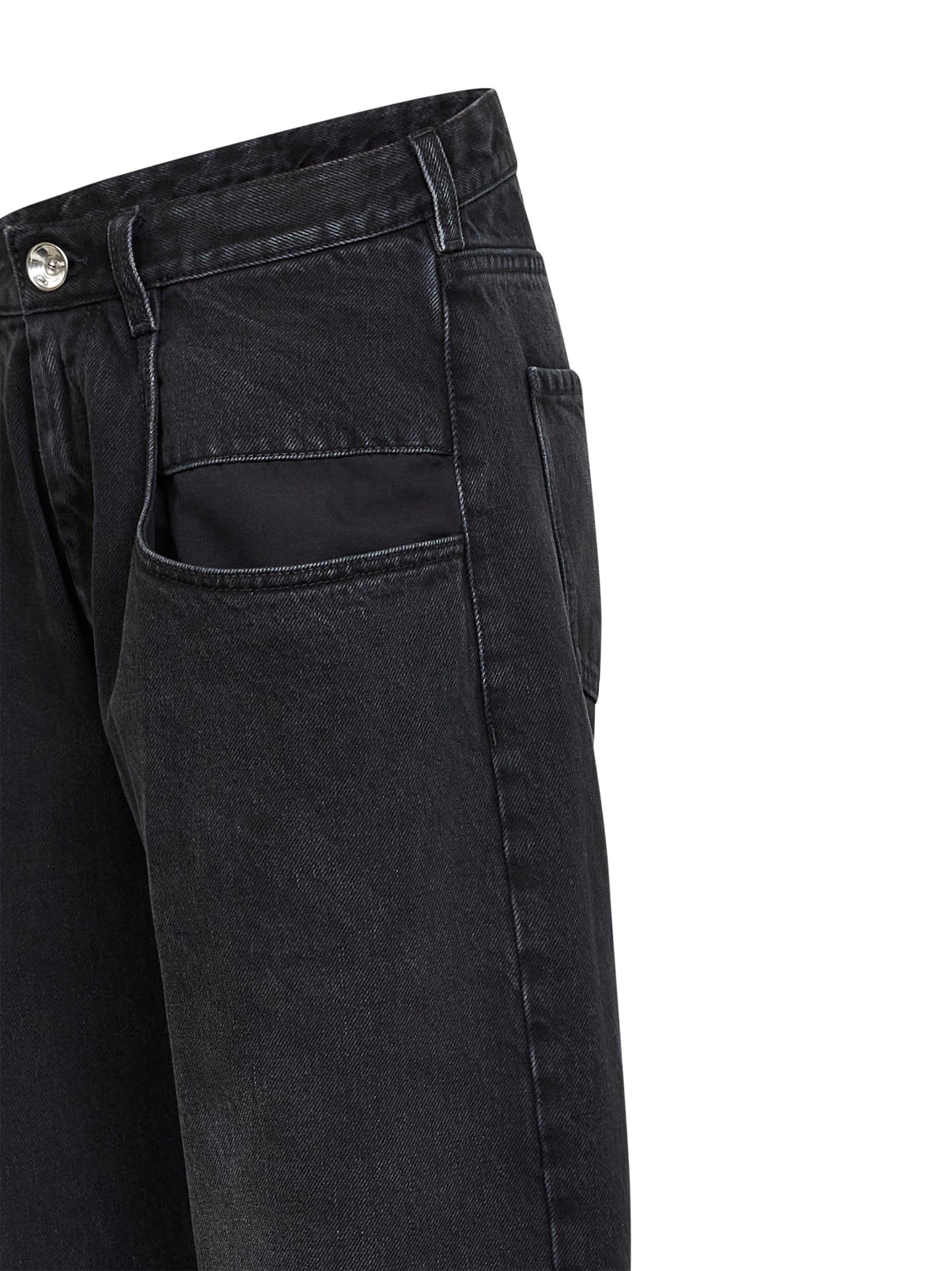 Jeans boyfriend in denim di cotone nero