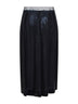Black foiled-treated silk blend sablé midi skirt