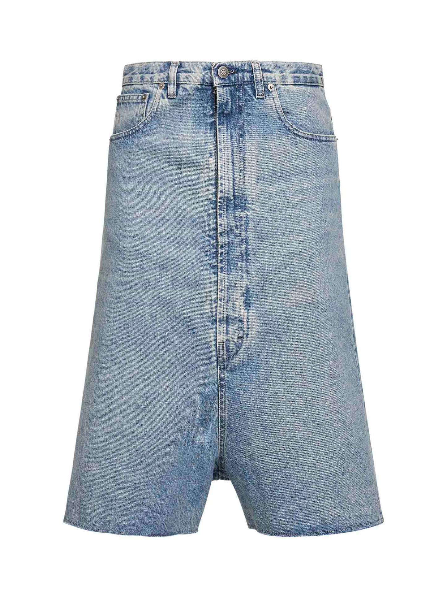 Bermuda in denim di cotone blu ghiaccio