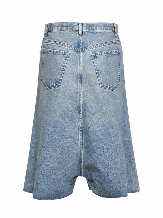 Ice blue cotton denim Bermuda shorts