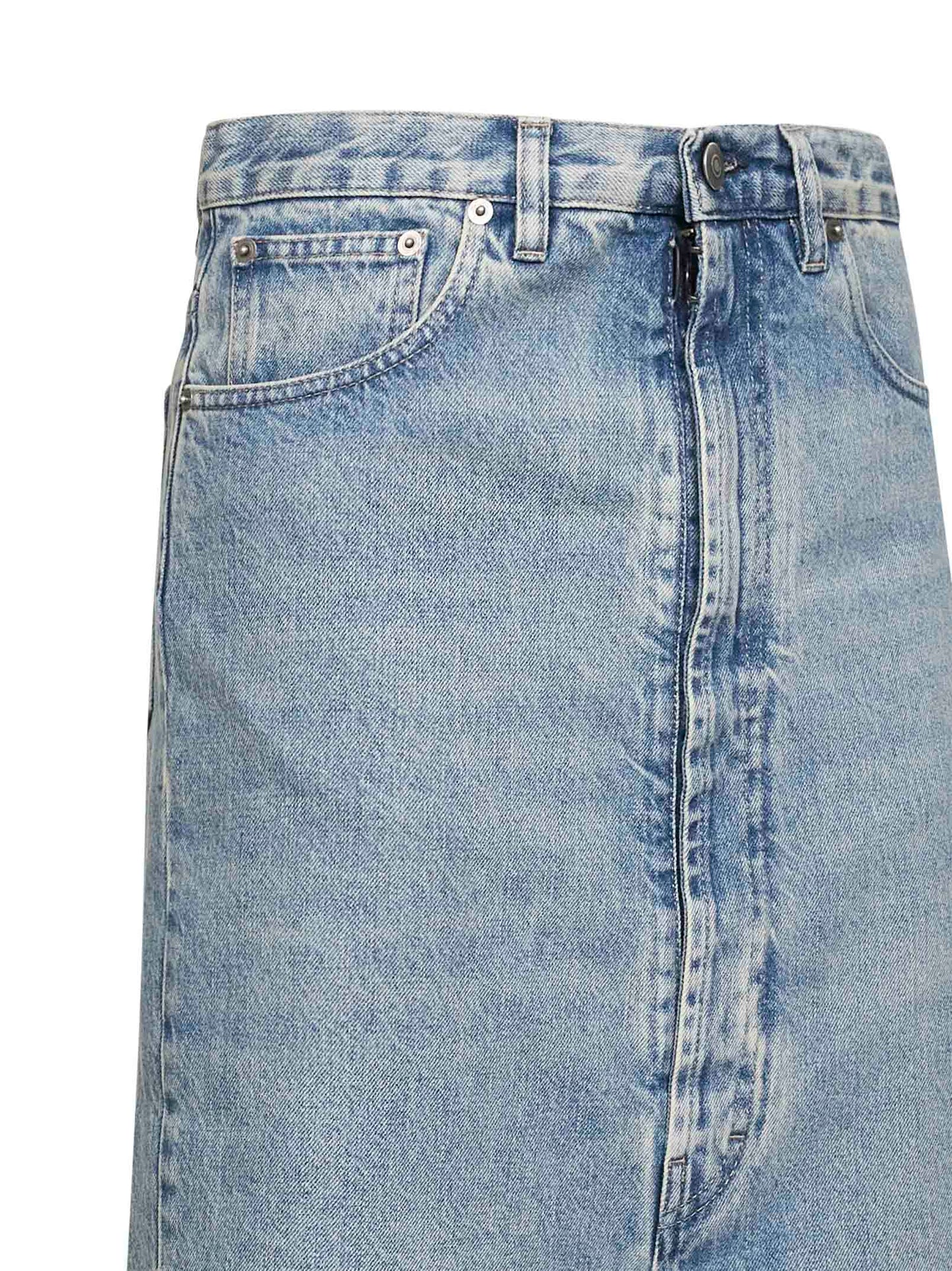 Bermuda in denim di cotone blu ghiaccio