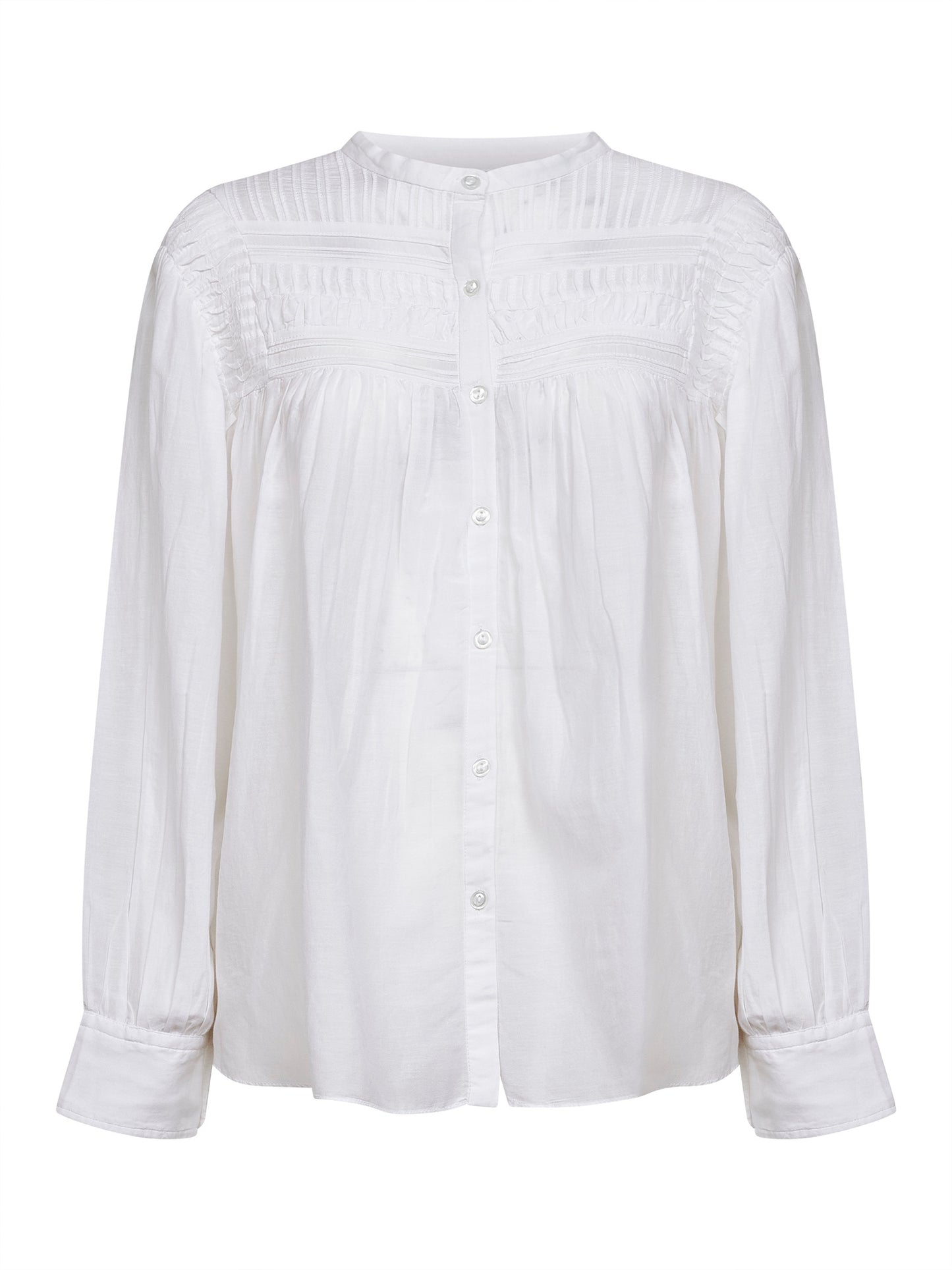 Blusa Plalia in voile arricciato bianco