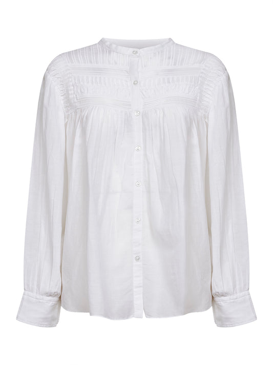 White gathered voile Plalia blouse