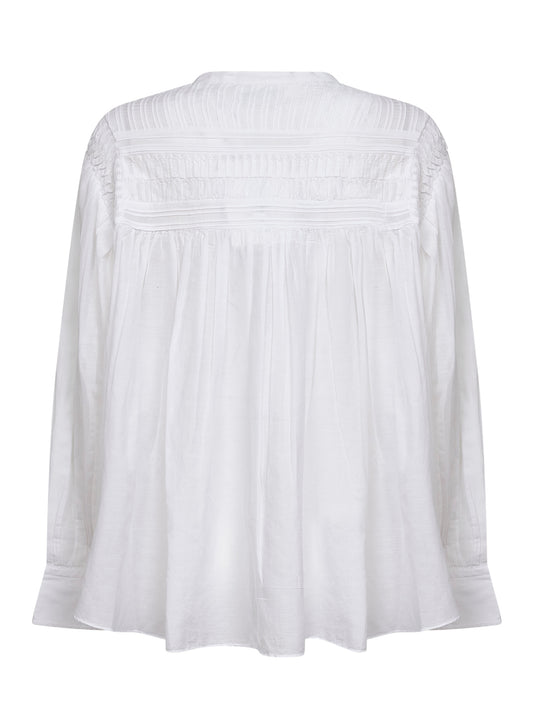 White gathered voile Plalia blouse