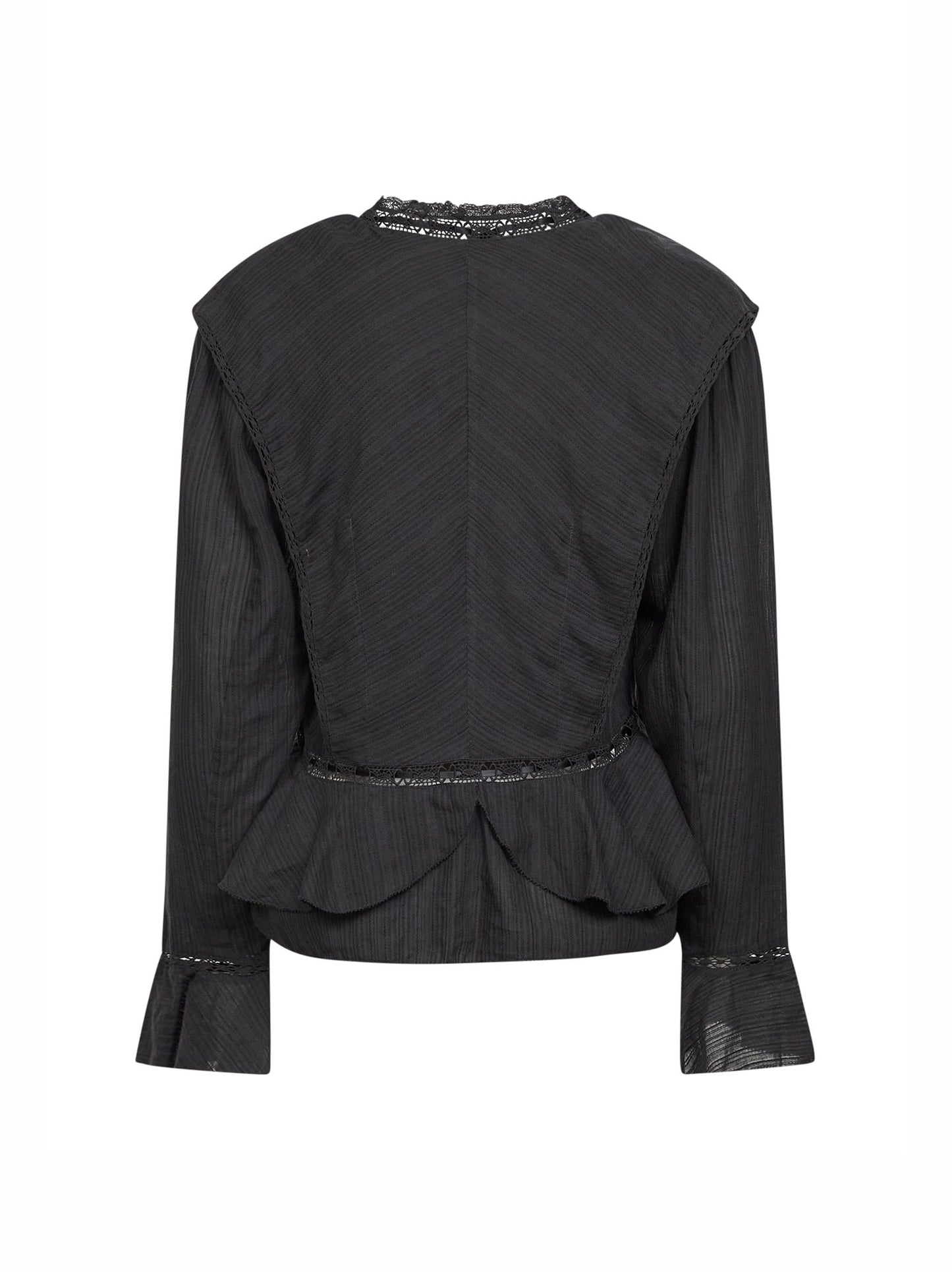 Blusa Damienne in garza froufrou di cotone e lino nero