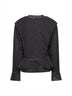 Blusa Damienne in garza froufrou di cotone e lino nero