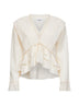 Ecru cotton and linen frilly gauze Damienne blouse