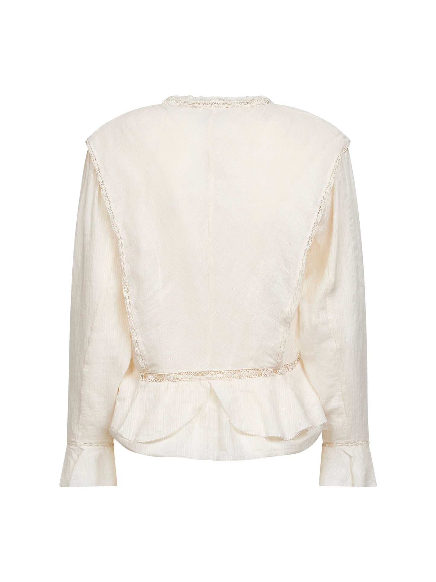 Ecru cotton and linen frilly gauze Damienne blouse