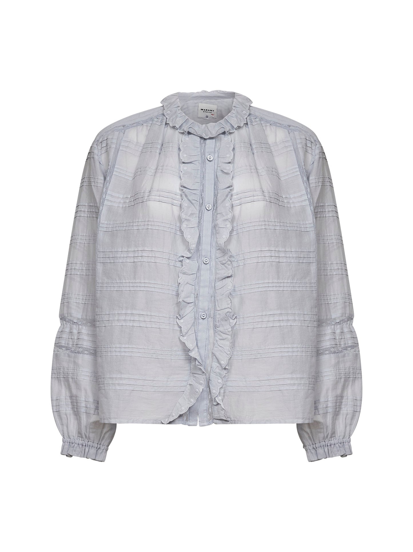 Blusa Peline in cotone e pizzo azzurro