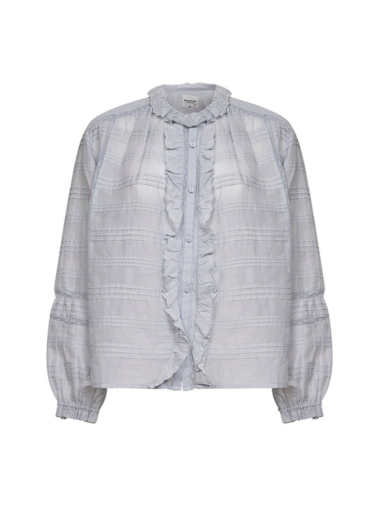 Blusa Peline in cotone e pizzo azzurro