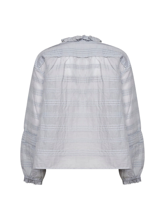 Blusa Peline in cotone e pizzo azzurro