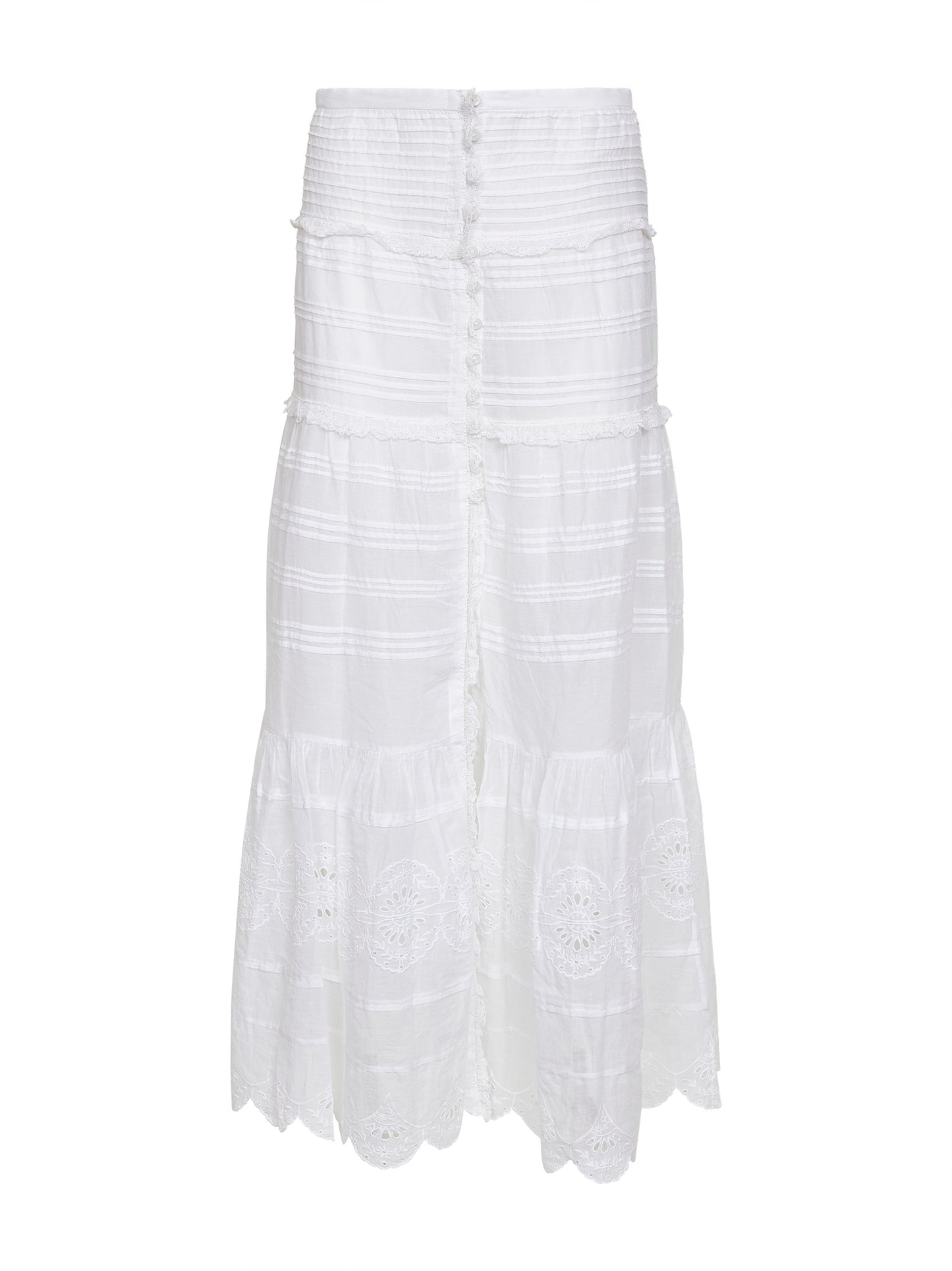 White cotton and lace Paoline long skirt