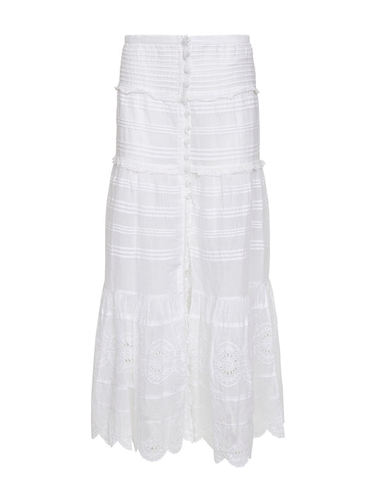 White cotton and lace Paoline long skirt