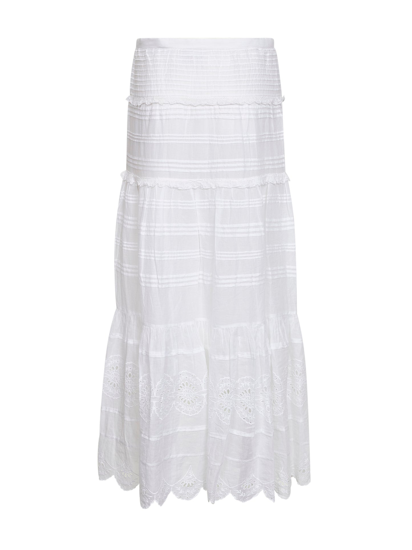 White cotton and lace Paoline long skirt