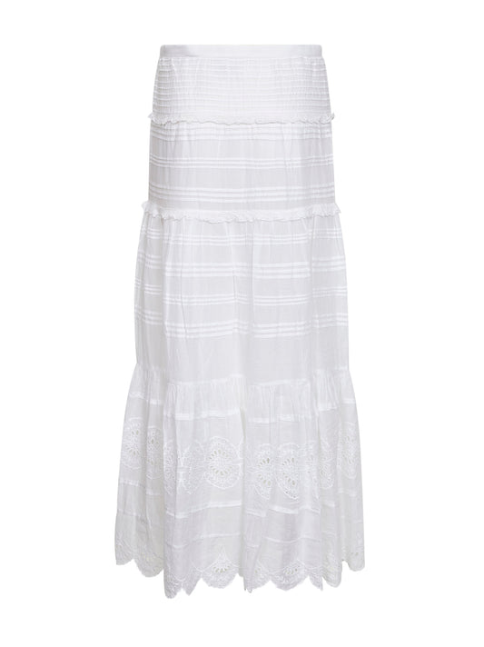 White cotton and lace Paoline long skirt