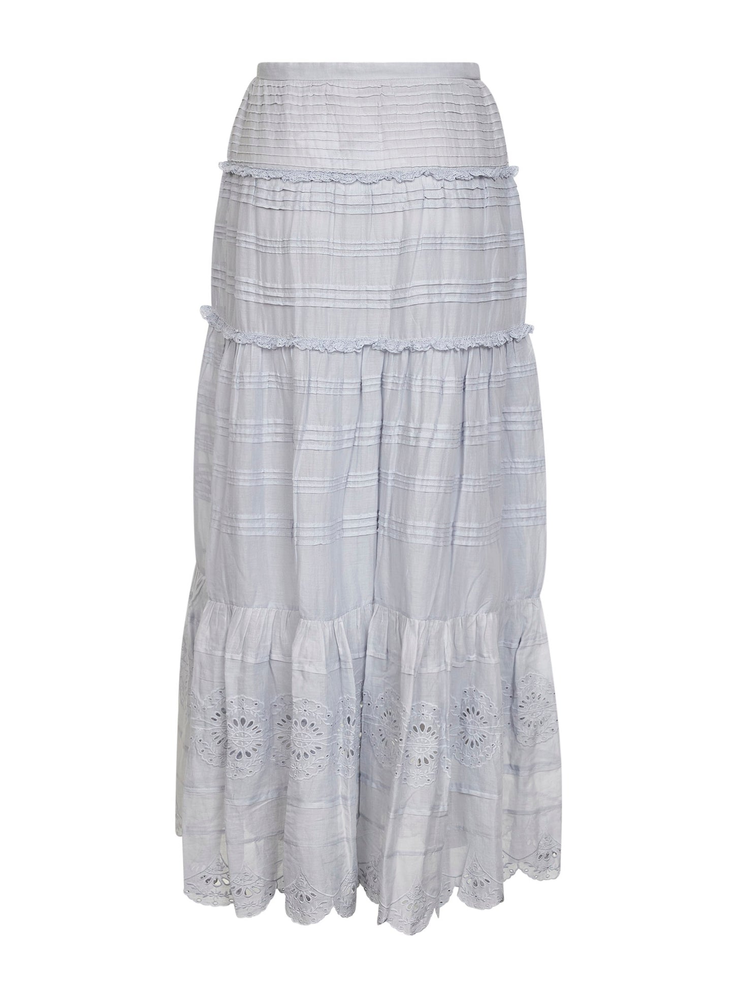 Light blue cotton and lace Paoline long skirt