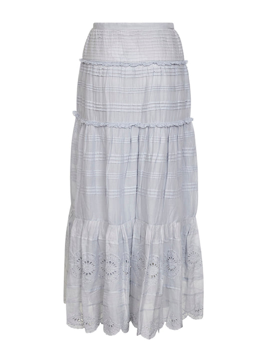 Light blue cotton and lace Paoline long skirt