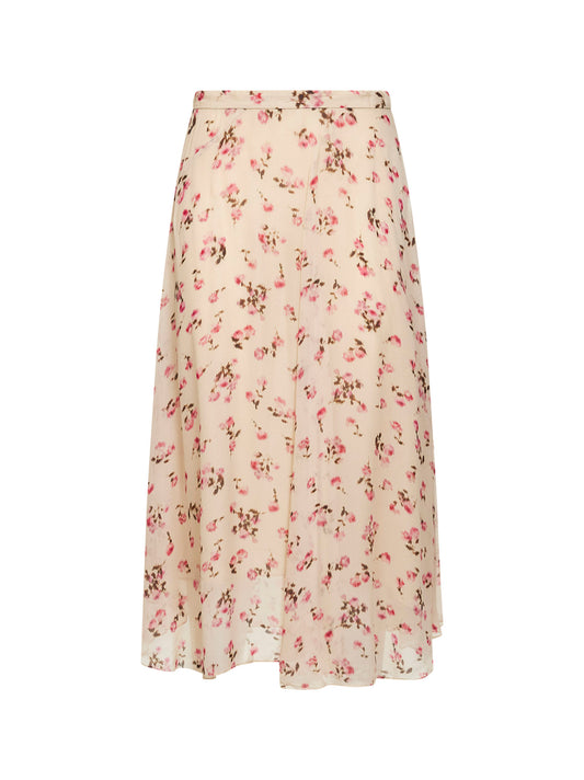 Beige printed muslin Lycia asymmetric skirt