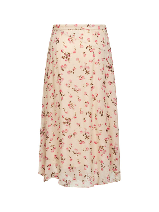 Beige printed muslin Lycia asymmetric skirt