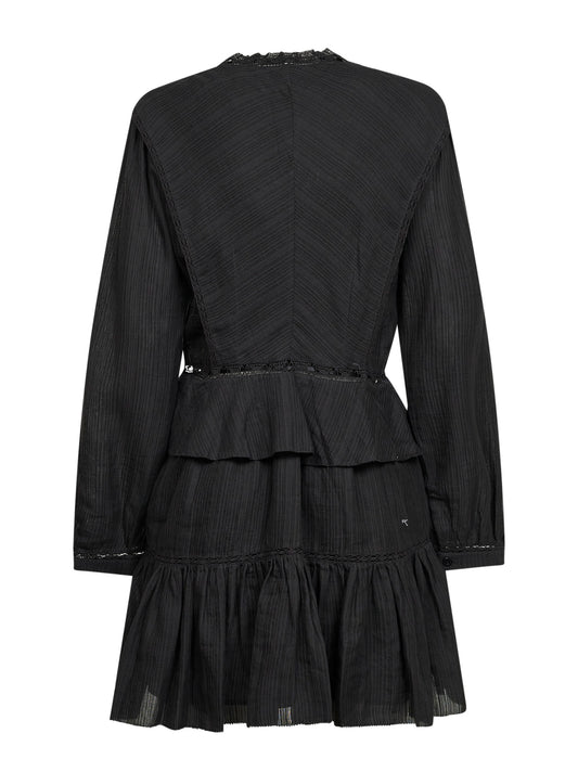 Black voile and lace Damya mini dress