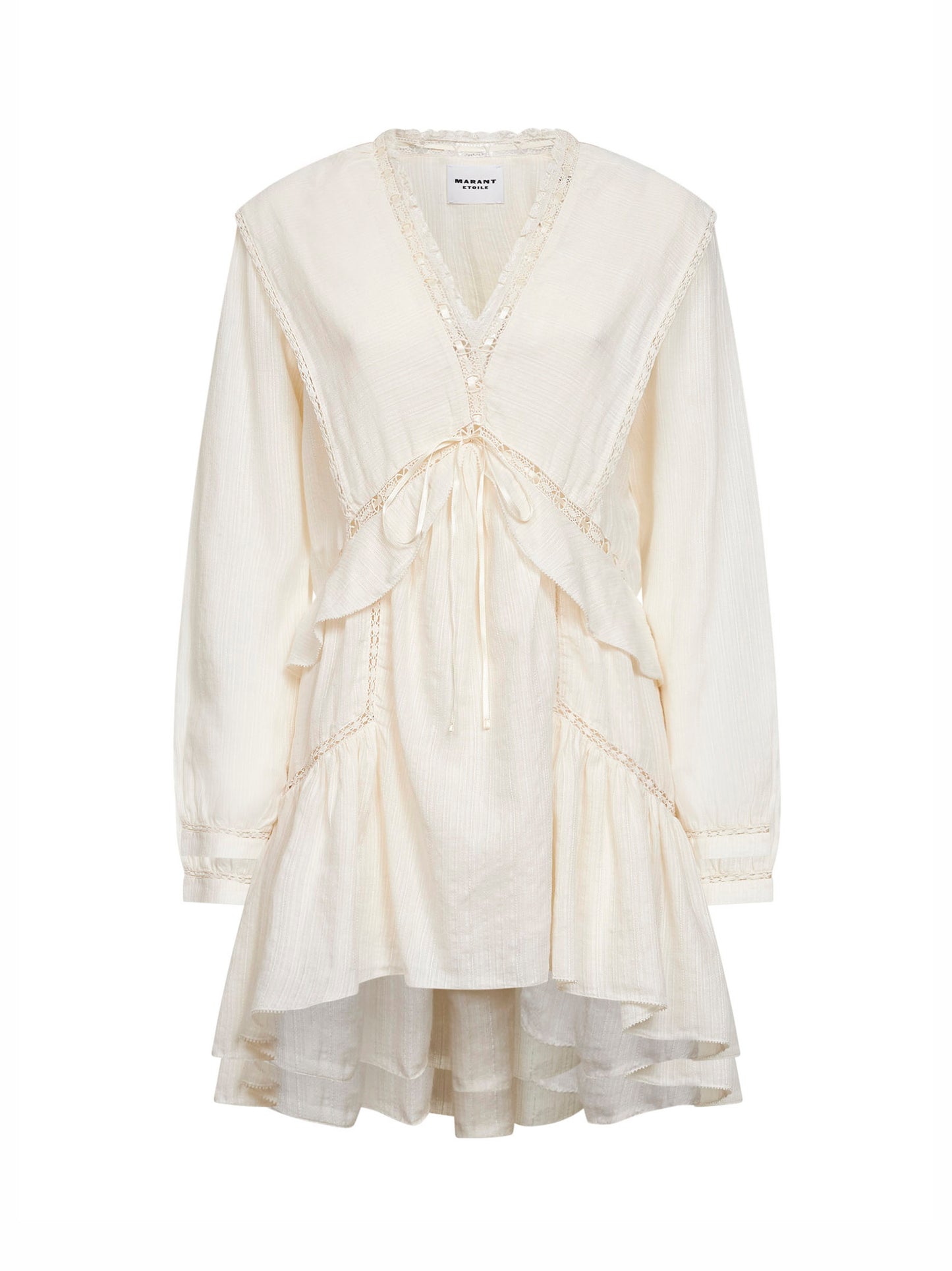 Ecru gauze and lace Damya mini dress