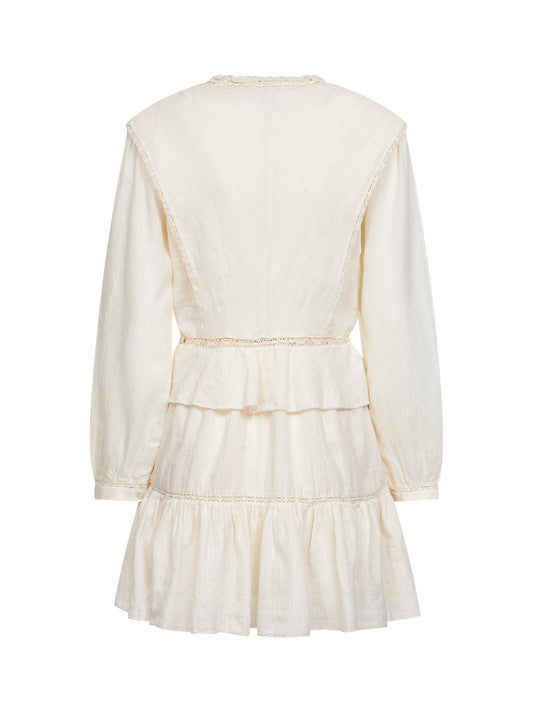 Ecru gauze and lace Damya mini dress