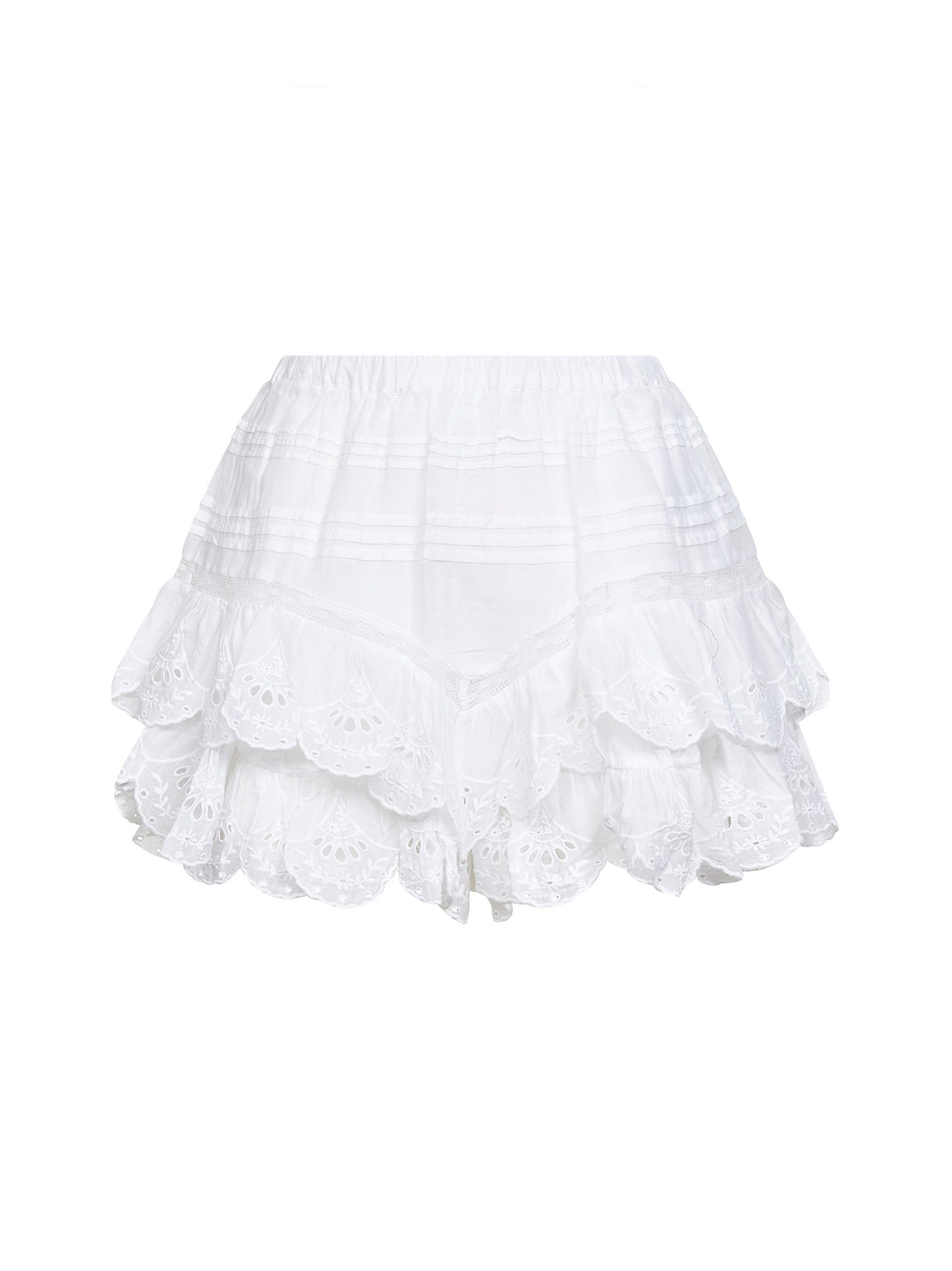 White cotton and lace Jocadia shorts