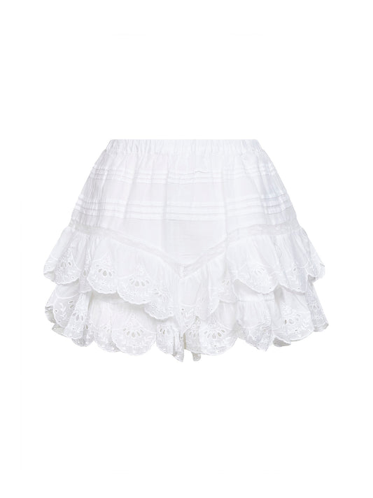 White cotton and lace Jocadia shorts