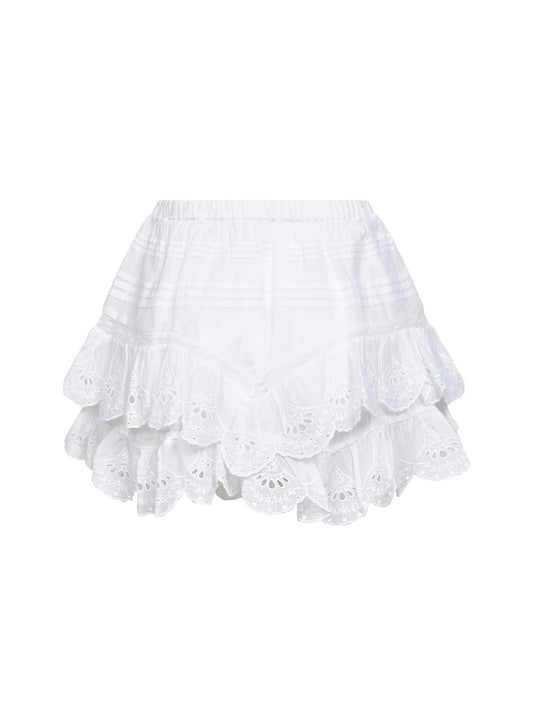 White cotton and lace Jocadia shorts