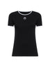 Black ribbed jersey Moon Logo fitted T-Shirt