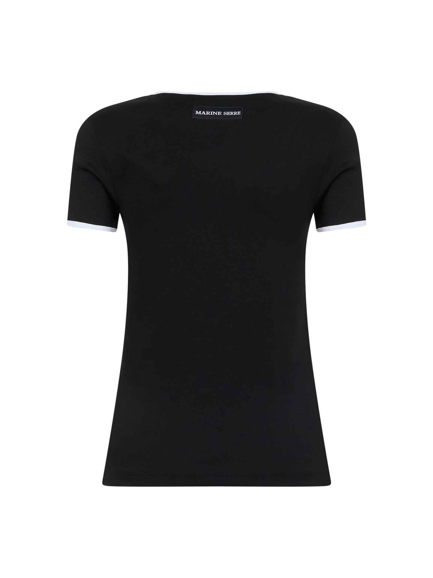 Black ribbed jersey Moon Logo fitted T-Shirt