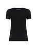 Black ribbed jersey Moon Logo fitted T-Shirt