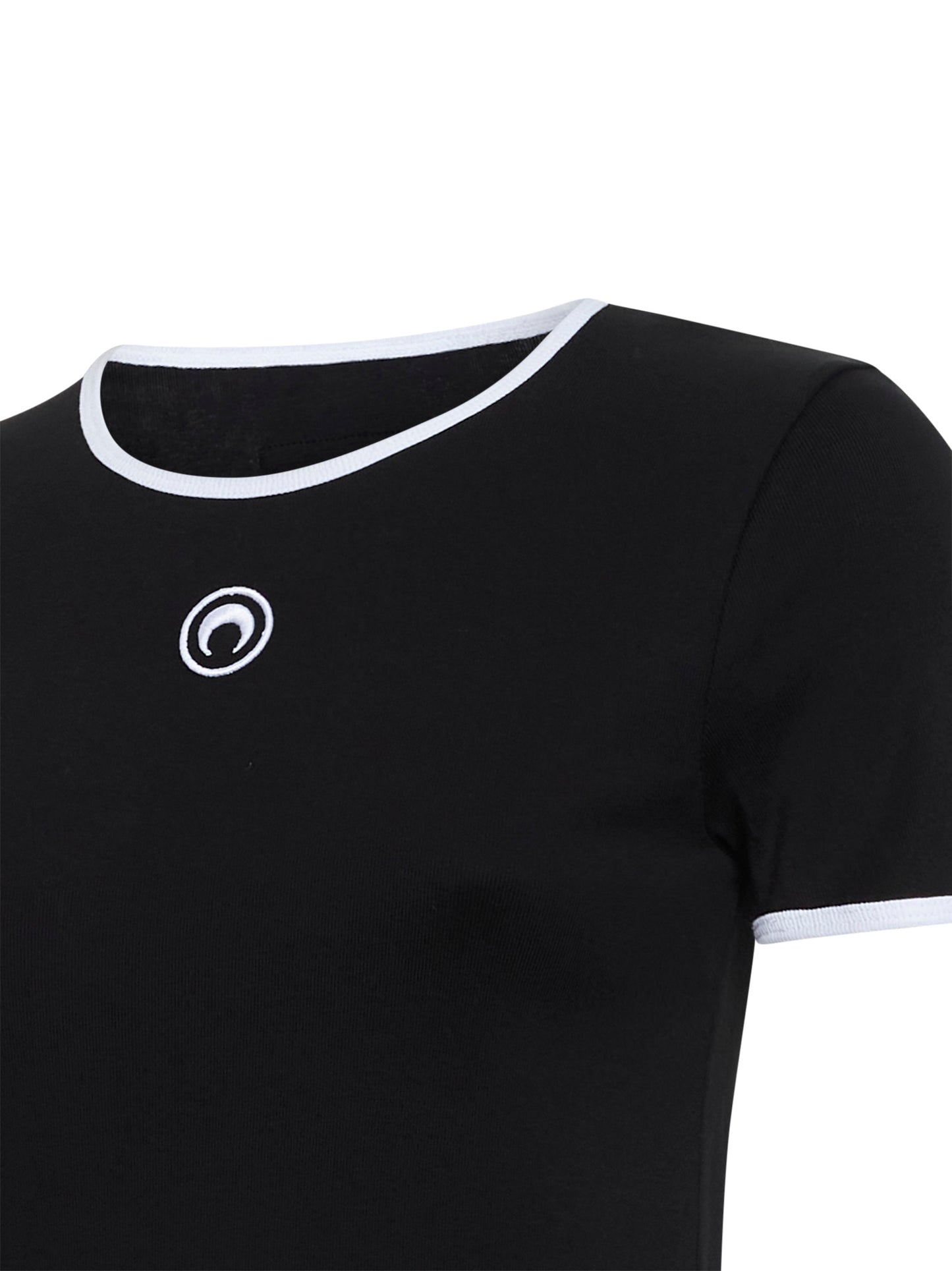 Black ribbed jersey Moon Logo fitted T-Shirt