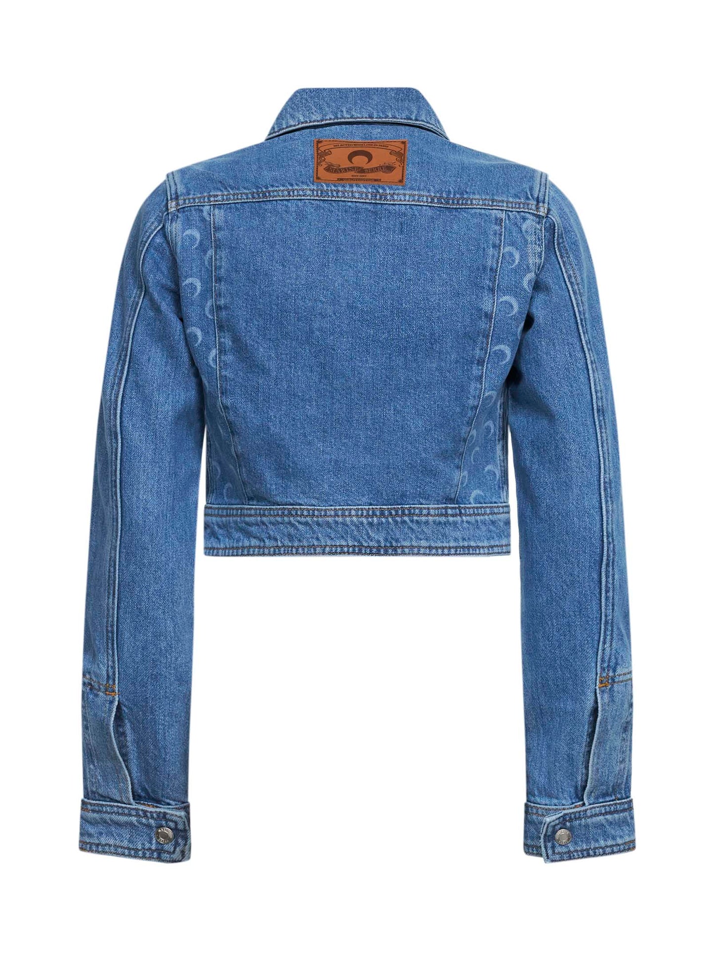 Light blue organic denim cropped trucker jacket