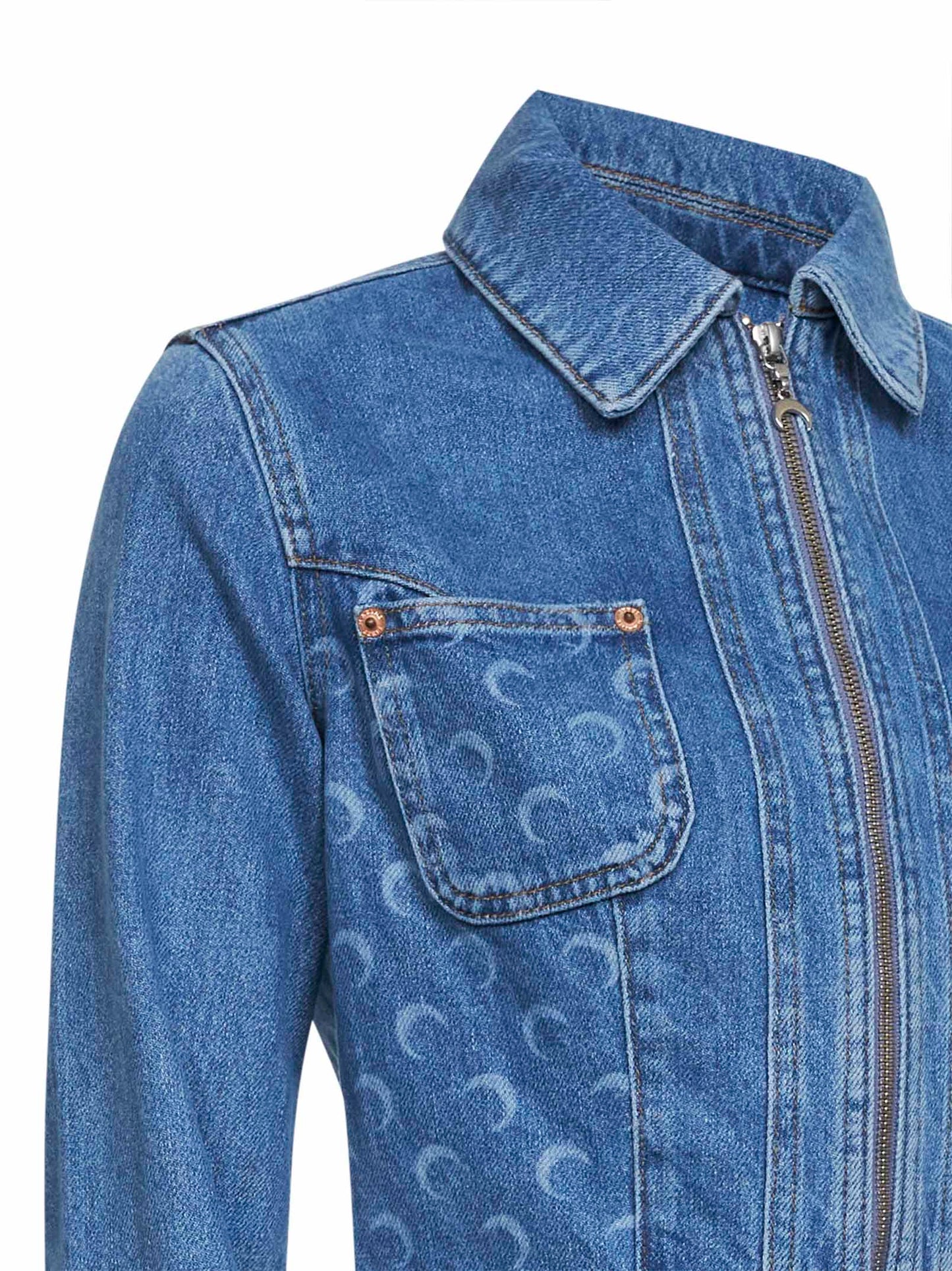 Light blue organic denim cropped trucker jacket