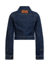 Midnight blue organic denim cropped trucker jacket